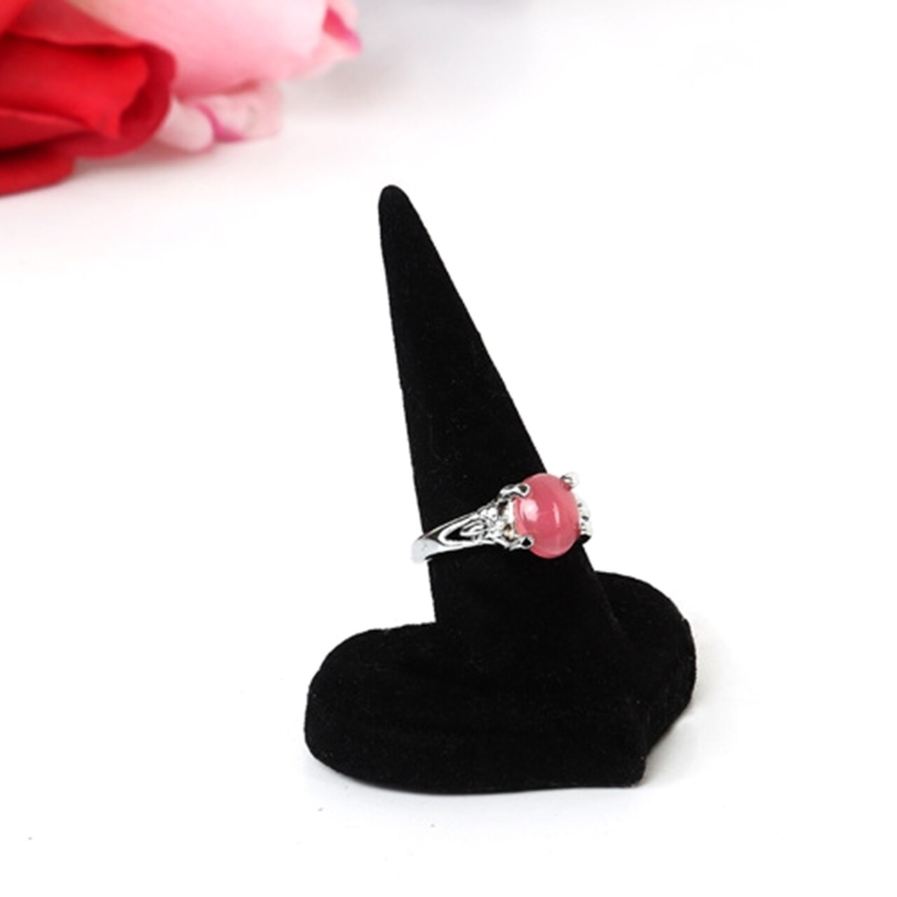 Generic Velvet Cone Fingertip Finger Ring Jewelry Holder Storage Showcase Display Stand